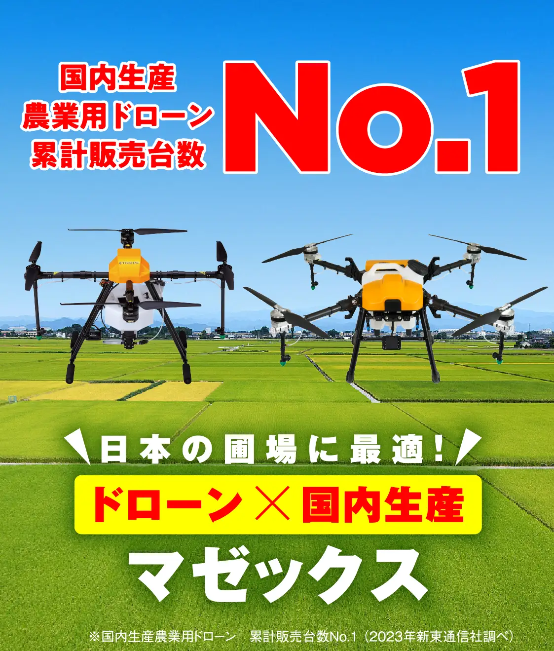 国内生産業務用ドローン累計販売台数No.1